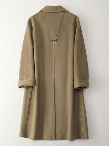 Airchics manteau en laine longue double boutonnage avec poches femme oversized